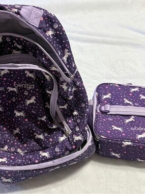 Purple Unicorn Kids Backpack with Matching lunch kit